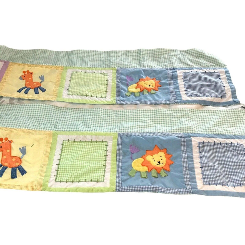Two‎ Nursery Childs Room Valances Giraffe Bear Lion Gingham Check Print - Picture 3 of 8